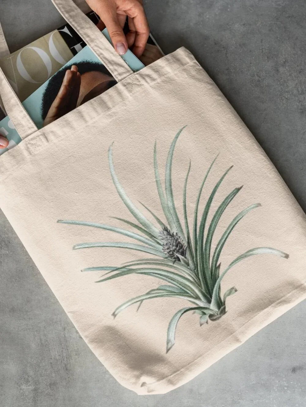 Pineapple Vintage Botanical Print Graphic Canvas Tote Bag